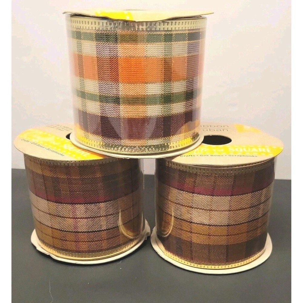 3 x Wire-Edged Ribbon Fall Colors 9 ft Each Crafters Square 2.5 in x 108 in